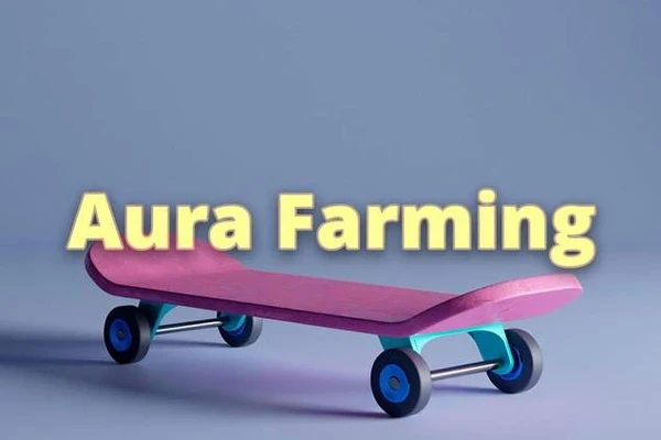3d rendering of a pink skateboard on a purple background and text aura farming over image-12786-611000ecca26fdf0b5a810af5e1291c8@1x